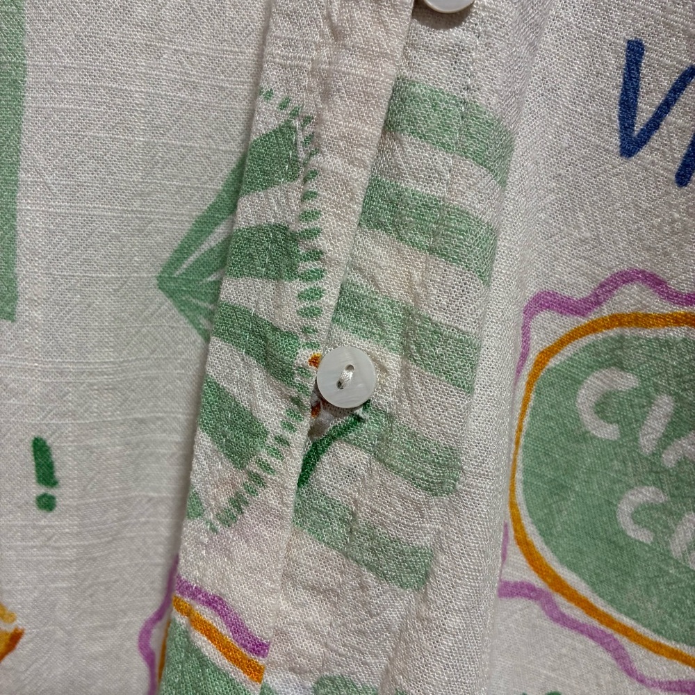 Label of Love Women's Shirt Size M Linen Blend Colorful Graphic 3/4 sleeves - Picture 5 of 15